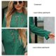 thumbnail image 5 of Camisa de manga larga verde oscuro hueca con detalle de botonadura sencilla, talla S Blusa de encaje con volantes retro, 5 of 6