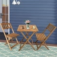 3PC Acacia Wood Patio Bistro Set，Outdoor Folding Bistro Set Table and