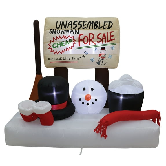 4' Air Blown Inflatable Christmas Unassembled Snowman Scene