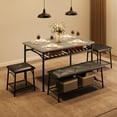 thumbnail image 4 of Yeshouse Juego de mesa de comedor de 4 piezas que ahorra espacio: metal y madera resistentes, banco y taburetes tapizados, estante de almacenamiento y cojines de poliuretano, 4 of 5