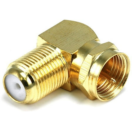 Male Right Angle - Monoprice F Type Right Angle Female to Male Adapter | Gold Plated