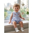 thumbnail image 6 of Cenuakty Toddler 6M 12M 18M 24M 2T 3T 4T Baby Girl 4th of July Outfit American Flag/Star Embroidered Striped Ruffled Trim Sleeveless Tops and Shorts 2 Pcs Set, 6 of 8