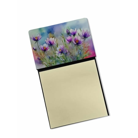 South Dakota Pasque Flowers in Watercolor Sticky Note Holder 3.25 in x 5.25 in
