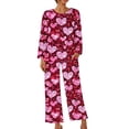 thumbnail image 6 of Rciityk Valentines Pajamas for Women Ladies Pajamas Sets Casual Long Sleeve Cute Heart Print Crew Neck Casual Tops with Pants Pjs Sets, 6 of 6