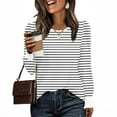 thumbnail image 2 of Sexlip Women Cotton Striped Long Sleeve Tee Casual Crew Neck Tops for Spring and Daily Wear White L, 2 of 6