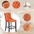 thumbnail image 6 of Bar Stools Set of 2, LEGAHOME Velvet Counter Height Bar Stools with Back, Button Tufted Upholstered Kitchen Island Chairs with Nailhead Trim, Solid Wood Legs, Footrest, Orange, 6 of 9