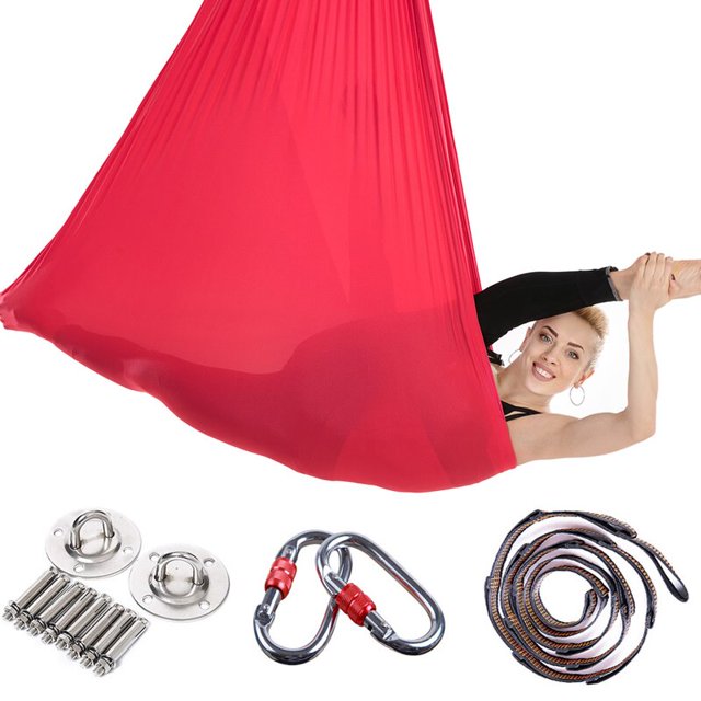 4*2.8m Bodyfly Aerial Silk Set Inversion Exercises Traction Device Anti-Gravity Yoga Hammock Belt Swing Pilates Aerial TrapezeWhite set He Qiyong unisex
