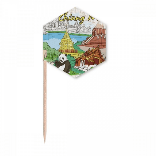 Thailand Chiang Mai Panda Temple Toothpick Flags Cupcake Picks Party Celebration