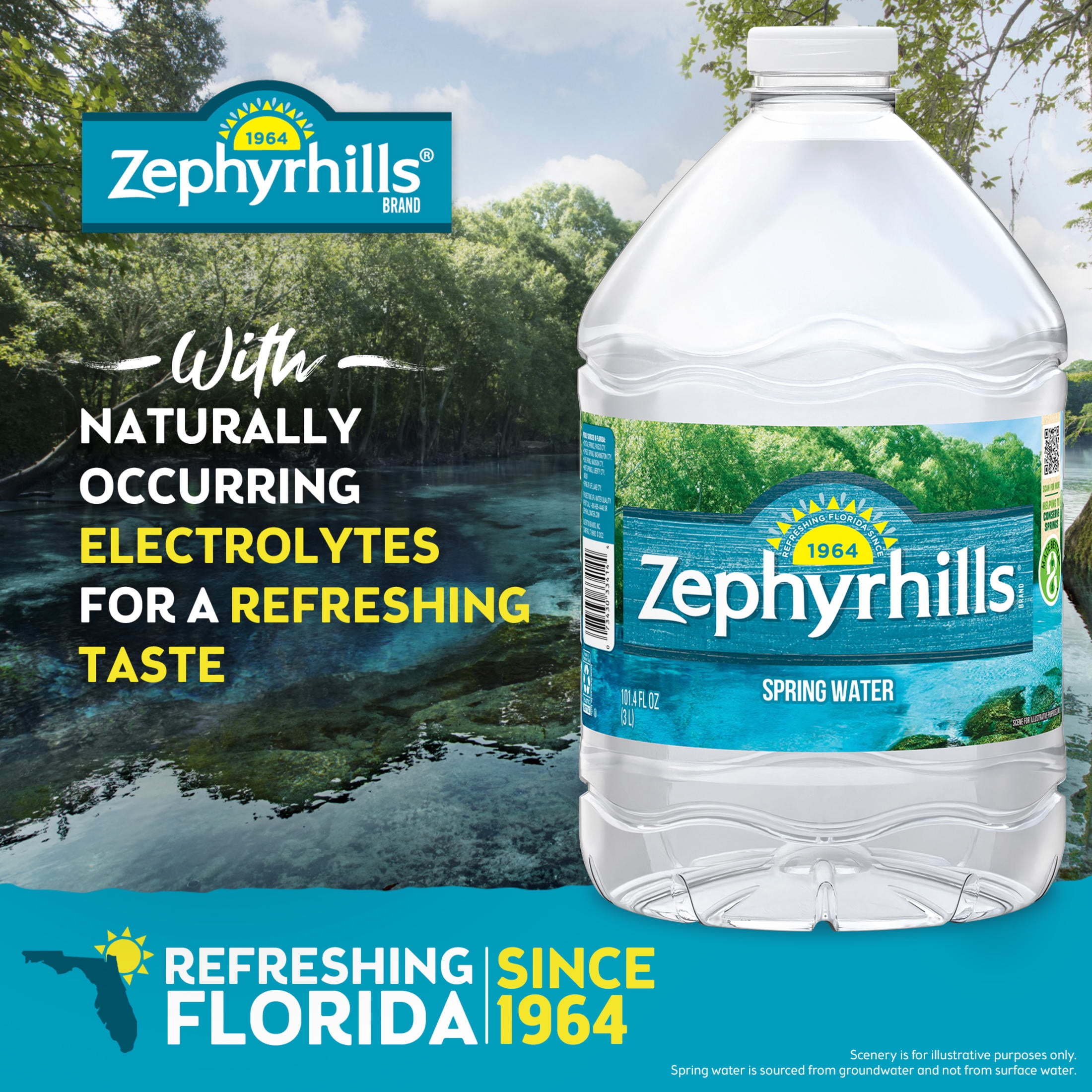 ZEPHYRHILLS Brand 100% Natural Spring Water, Large 101.4-ounce