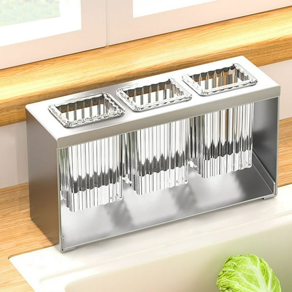 Dadiaei Stainless Steel Silverware Organizer with Removable Drying Rack, Utensil Holder, and Hooks - Kitchen Cutlery Basket and Dish Drainer for Efficient Storage and Drying