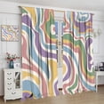 thumbnail image 4 of Abstract Colorful Groovy Curtains, Modern Aesthetic Cute 70s Retro Spiral Swirl Rainbow Wavy Window Drapes for Kids Girls Bedroom Livingroom, 63" W X 63" L, 4 of 7