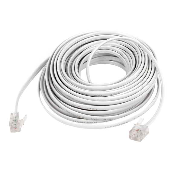 Uxcell 10M 33Ft Length 6P2C RJ11 Male Phone Telephone Extension Connector Cable Cord White