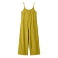 thumbnail image 4 of Hurxie Wide Leg Jumpsuits for Women Backless Cami Linen Jumpsuit Casual Loose fit Overalls Summer Long Pants Rompers Yellow,M, 4 of 6