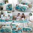 thumbnail image 5 of Vintage Teal Bedding Duvet Cover Set Queen Size 4 Pieces Sea Turtle Coral Starfish Marine Life Nautical Bedding Set with Zipper Closure, 1 Comforter Cover 90x92 Inches 1 Flat Sheet & 2 Pillow Cases, 5 of 7