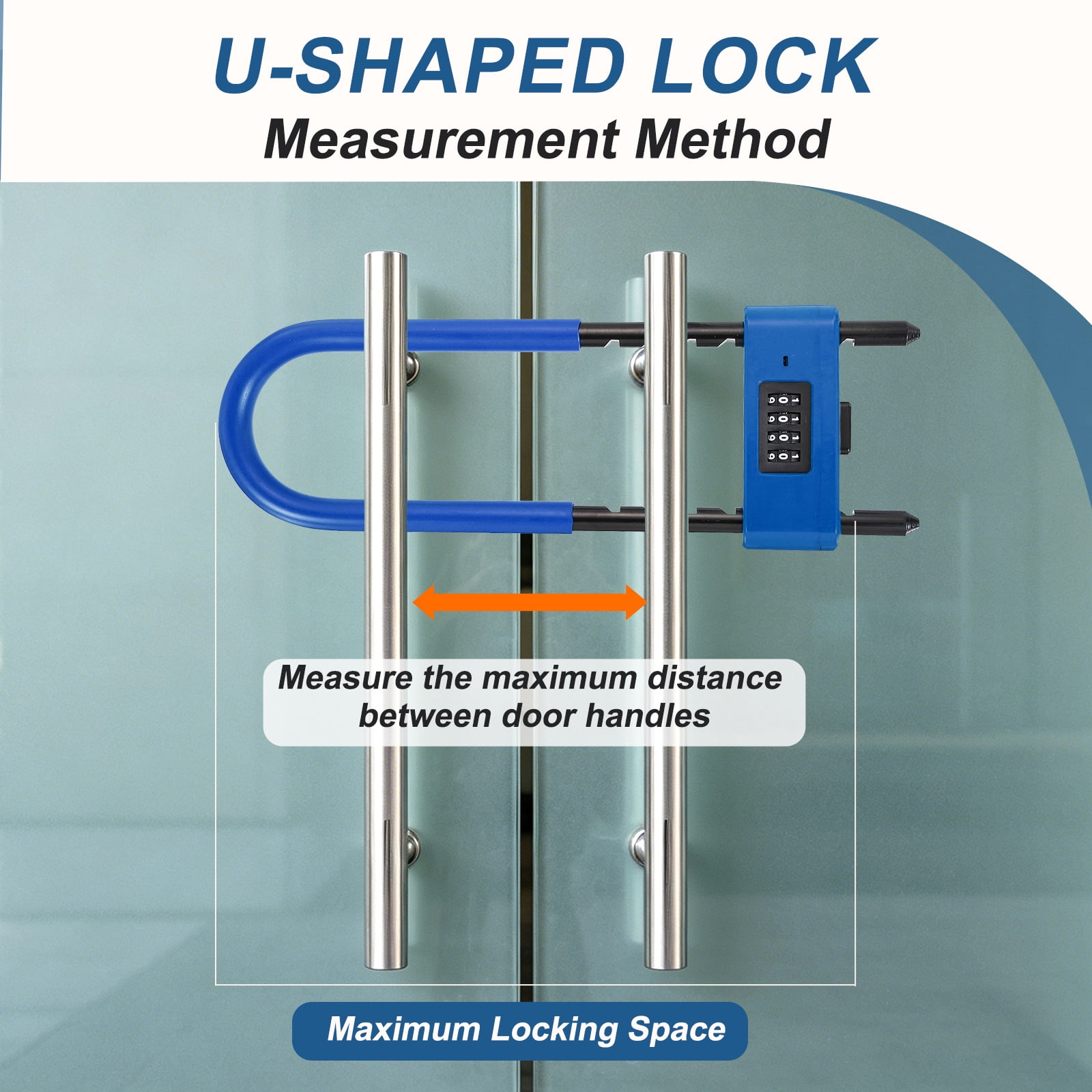 Uxcell 4 Digit Combination Padlock, Long Shackle Padlock - [4.92" - 6.89", Blue], U-Shape Adjustable Shackle Lock for Bicycles Electric Bikes Mountain Bikes Glass Doors Gates
