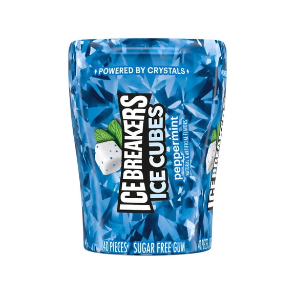 Pack of 2 Ice Breakers Ice Cubes Peppermint Sugar Free Chewing Gum, 40 pc (Package May Vary)