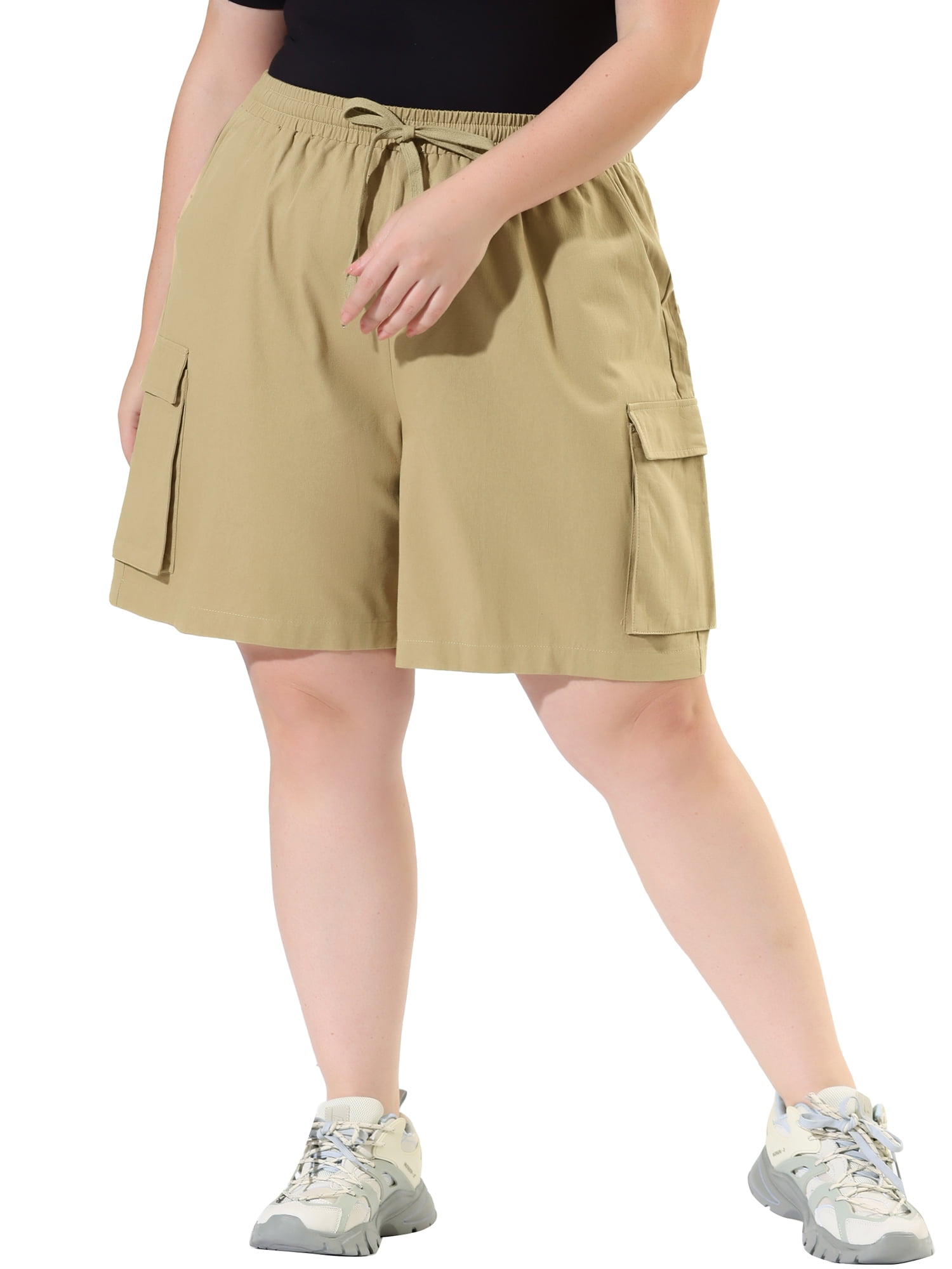 Agnes Orinda Women's Plus Size Drawstring Elastic Waist Straight Leg