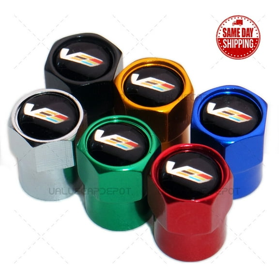 Hex Cadillac V Logo Emblem Car Wheel Tire Air Valve Caps Stem Dust Cover Sport