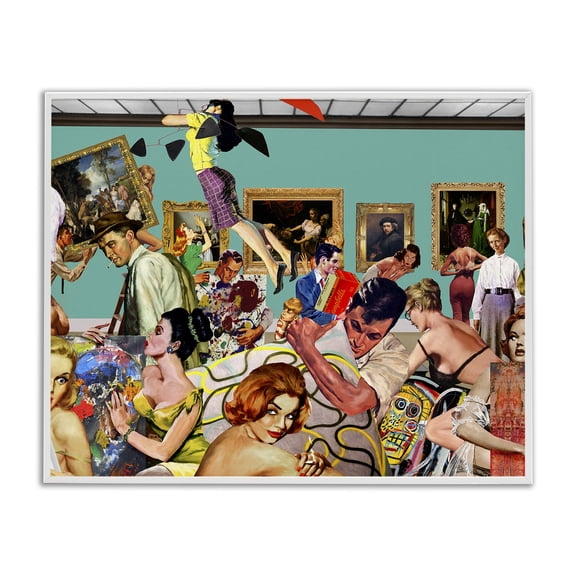 Stupell Industries Traditional Vintage People Collage White Framed Giclee Art, 20 x 16, by Barry Kite
