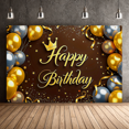 thumbnail image 6 of Gorgeous Happy Birthday Banner with Crown Balloons Stars Background for Birthday Party Decorations Photography Props Backdrop Party Supplies, 6 of 7