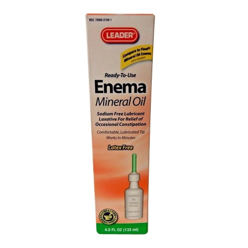 Leader Ready To Use Enema Mineral Oil, Latex Free, 4.5 Oz