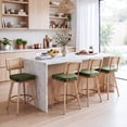 thumbnail image 6 of Zesthouse 26.2" Swivel Counter Height Bar Stools Set of 2, Upholstered Velvet Counter Stools with Rattan Back, Mid Century Barstools with Solid Wood Frame for Kitchen Island, Green, 6 of 12