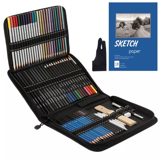 Juego de lápices de dibujo y bocetos profesionales de 74 piezas que incluye bocetos a lápiz MABOTO Pluma de dibujo