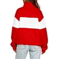 thumbnail image 6 of Women Quarter Zip Sweatshirt Stand Collar Long Sleeve Pullover Tops Loose Casual Striped Sweatshirts for Fall Daily Everyday Wear Red XXL, 6 of 8