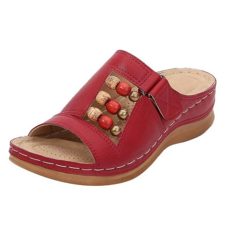 

Sandals Vintage Beaded Bohemian Sandals Open Toe Wedge Roman Sandals Womens Slipper Sandals Size 6 Swim Sandals Women Sandals for Women Casual Dress Sandals for Women Low Heel Comfort Wedge Shoes for