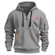 thumbnail image 4 of Sudadera con capucha para hombre, con estampado de bolsillo, media cremallera, cordón ajustable, informal, deportiva, de manga larga, blusa de poliéster, 4 of 5