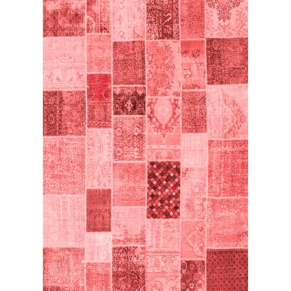 Ahgly Company Indoor Rectangle Patchwork Red Transitional Area Rugs, 3' x 5'
