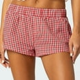 thumbnail image 2 of Iyufng Shorts for Women Plus Size Shorts,Women's Plaid High-waisted Casual Shorts Casual Wide-leg Shorts, 2 of 6