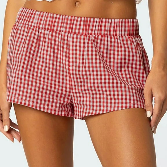 Taylonsss Clearance Women's Summer Plaid High-waisted Casual Shorts Casual Wide-leg Shorts