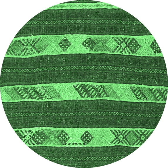 Ahgly Company Indoor Round Abstract Emerald Green Contemporary Area Rugs, 8' Round