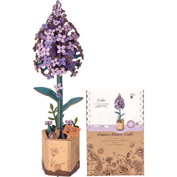 Robotime 76 Pieces Purple Lilac 3D Wooden Puzzles