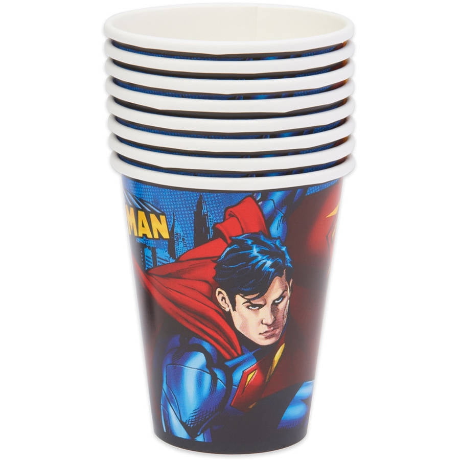 SUPERMAN MAN OF STEEL 9oz PAPER CUPS ~ Birthday Party Supplies Tableware 8 