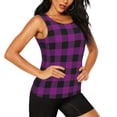 thumbnail image 2 of Easygdp Purple Black Plaid Women's Workout Tank Top, Running Top, Hiking Shirt, Quick-Dry for Running, Yoga, Hiking - Medium, 2 of 9
