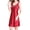 Wine Red, variant on Women Satin Embroidery V Neck Sleeveless Nightgown Slip Dress Coral Red XXL