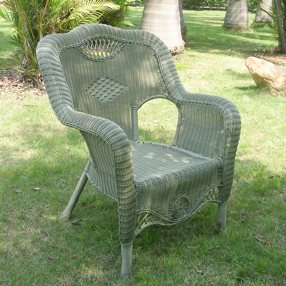 Riviera Resin Wicker/Aluminum Outdoor Dining Chair - Antique Moss