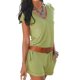 thumbnail image 5 of Advancent Mono de verano liso de algodón con cuello en V para mujer, mono de manga corta para niña Deportes acuáticos ejercito verde S, 5 of 5