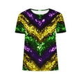 thumbnail image 5 of Gamivast Women Carnival Tops Relaxed Fitted Short Sleeve Sequin Mardi Gras Blouse Holiday Crewneck Tunic Party Tshirt Happy Mardi Gras Day T-Shirts, 5 of 6