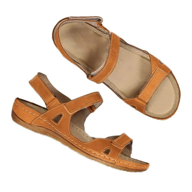 Sandales à Talon Compensé Bas pour Femmes Lubelski, Bout Ouvert, à Double Bride Ajustable