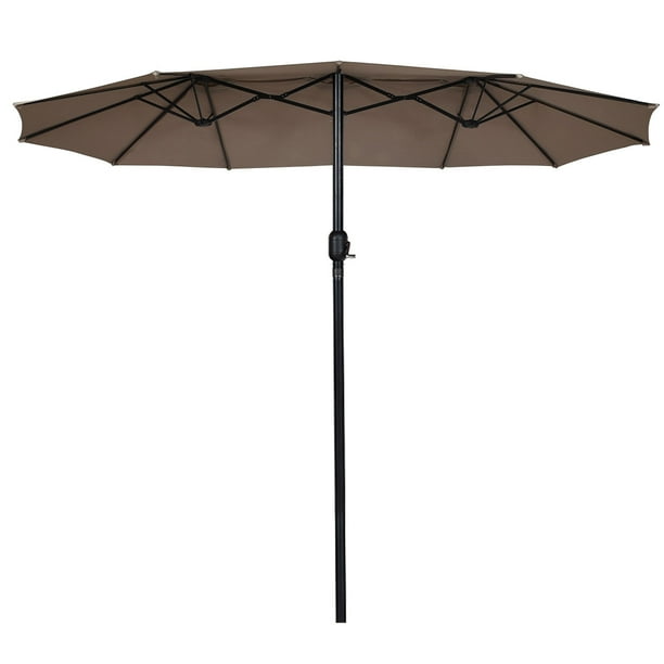 15' Patio Umbrella DoubleSided Outdoor Shade Offset Tan