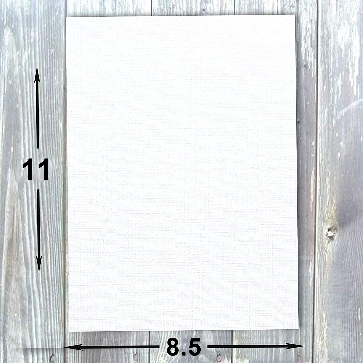 Hamilco White Resume Linen Textured Cardstock Paper  8 1/2 x 11" Blank Thick Heavy Weight 80 lb Cover Card Stock for Printer - 50 Pack Bright White