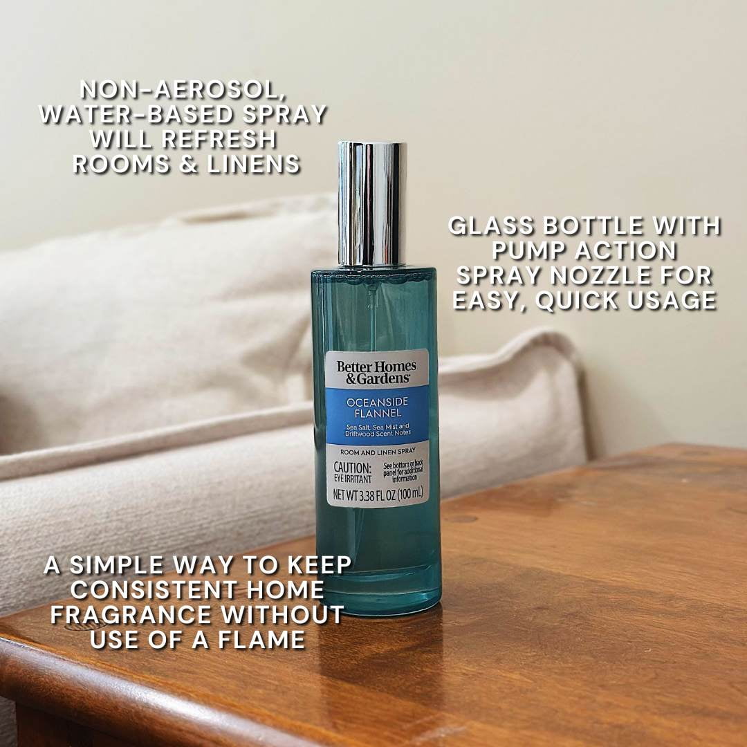 (2 pack) Better Homes and Gardens Oceanside Flannel Scented Room and Linen Spray 3.38 Fl Oz (100mL).