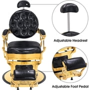 BarberPub Heavy Duty Metal Vintage Barber Chair Hydraulic Recline Salon Beauty Spa Chair 2933 Gold