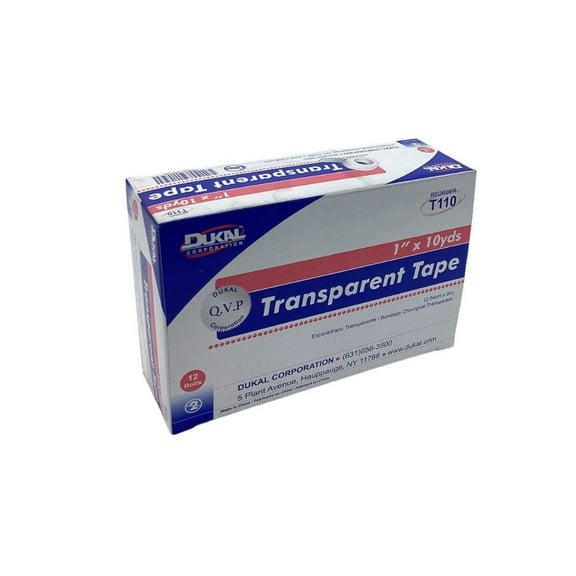 MMBM Dukal Hypoallergenic Latex-Free First Aid Tape, 1" x 10 Yards, Clear 2 Count