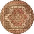 thumbnail image 1 of Ahgly Company Indoor Round Medallion Brown Traditional Area Rugs, 3' Round, 1 of 4