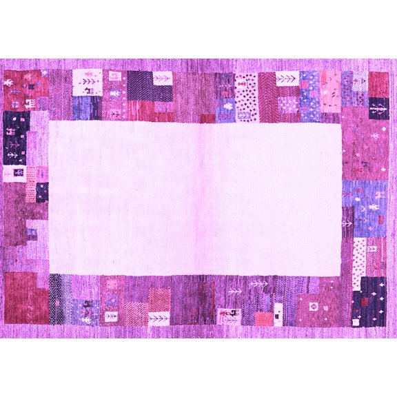 Ahgly Company Indoor Rectangle Solid Purple Modern Area Rugs, 5' x 7'