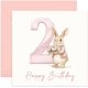 thumbnail image 1 of Tarjeta de felicitación de segundo cumpleaños para niña, diseño de conejito rosa, 1 of 7